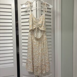 Hollister Asymmetrical Hem Cutout Dress Floral Size Large TALL